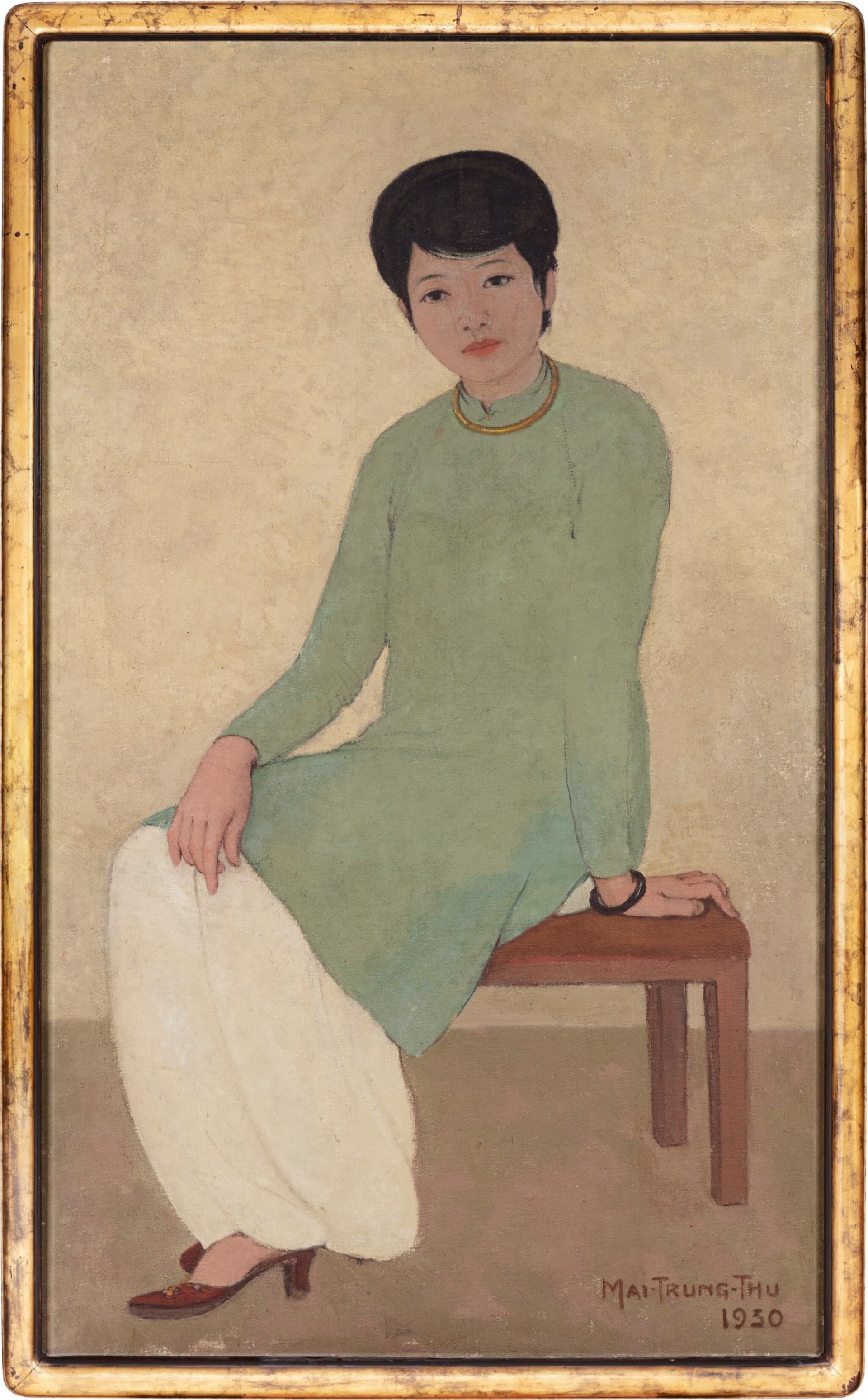 Tác phẩm “Chân dung cô Phượng” (sơn dầu, 135,5 x 80cm, 1930) của Mai Trung Thứ đang là quán quân về giá bán ở thị trường công khai: 3,1 triệu USD. Ảnh: Tư liệu