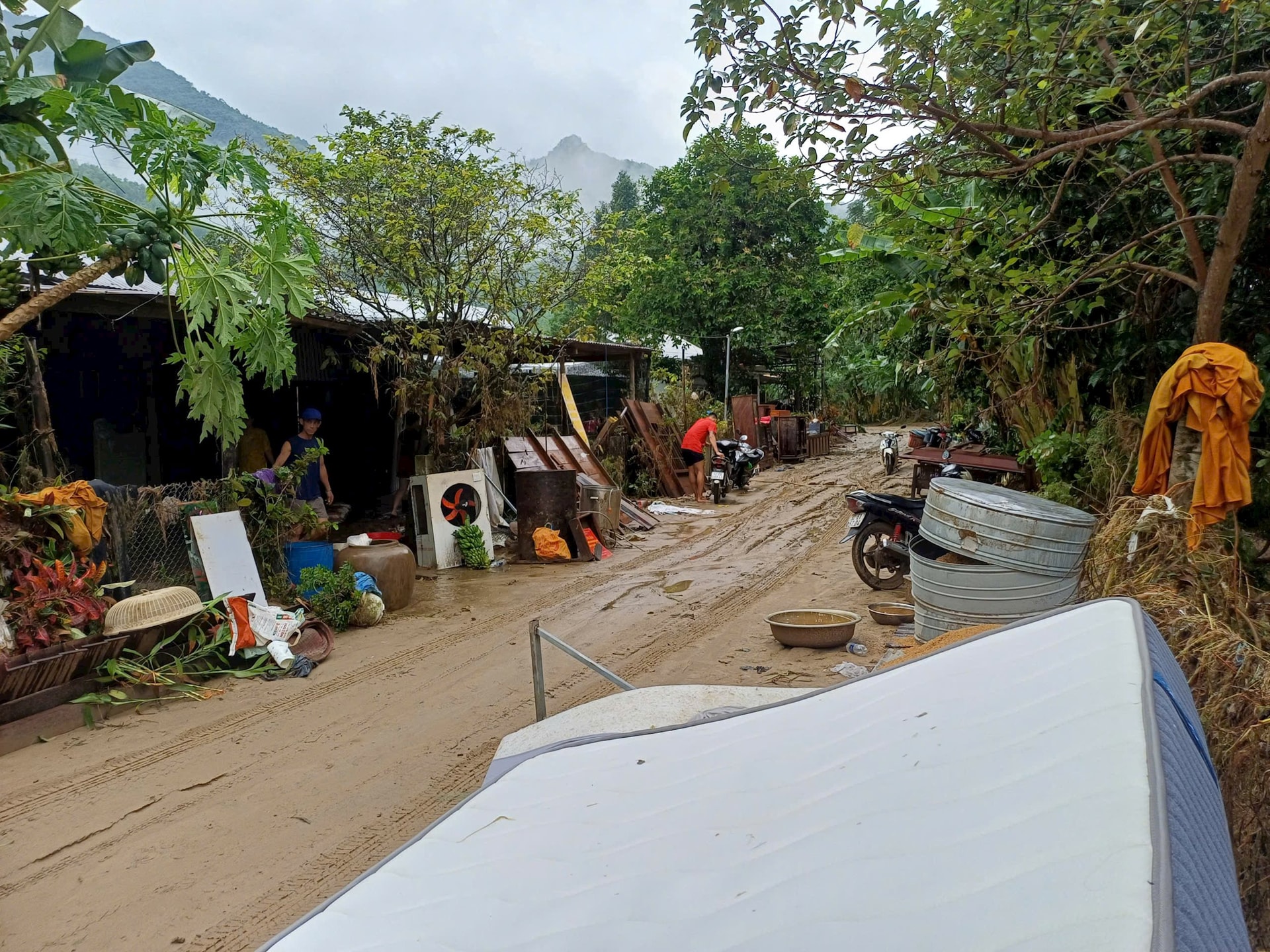 홍수로 인해 엉망이 된 호이 카치 동 마을의 한 구석. 사진: HO QUA