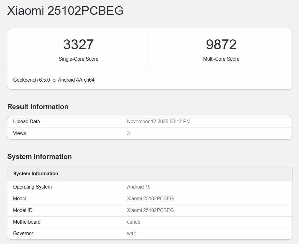 POCO F8 Ultra on Geekbench
