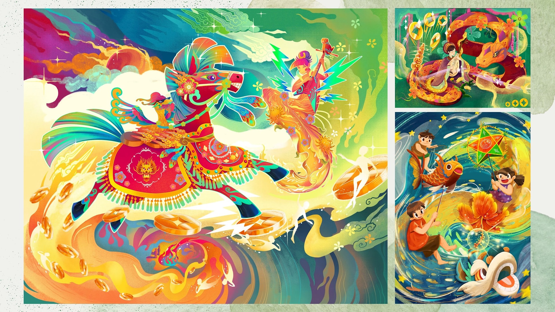 Green and Cream Abstract Watercolor Quote Desktop Wallpaper