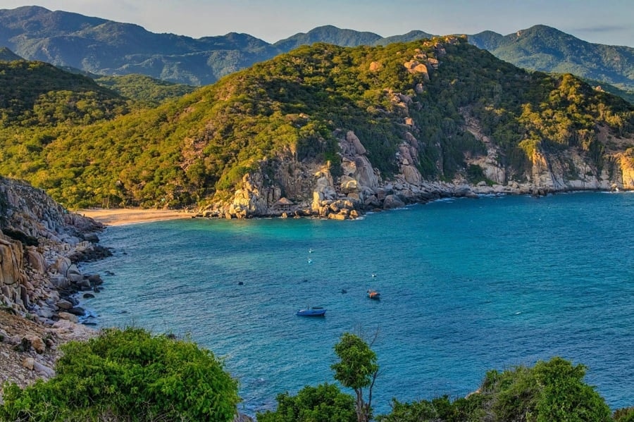 Vườn quốc gia Núi Chúa Ninh Thuận với cảnh quan rừng và biển giao hòa.