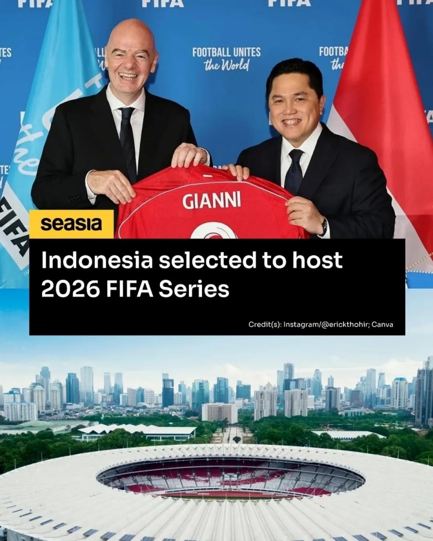 Đội tuyển Indonesia thi đấu. Quốc gia này sẽ là một trong những nước chủ nhà của FIFA Series 2026.