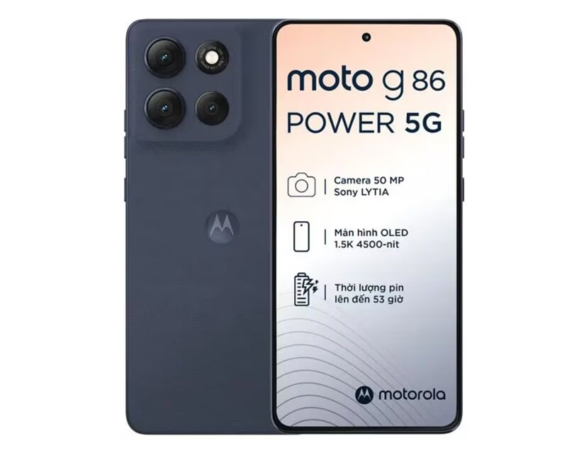 Điện thoại Motorola Moto G86 Power 5G có màn hình pOLED và thiết kế chắc chắn.