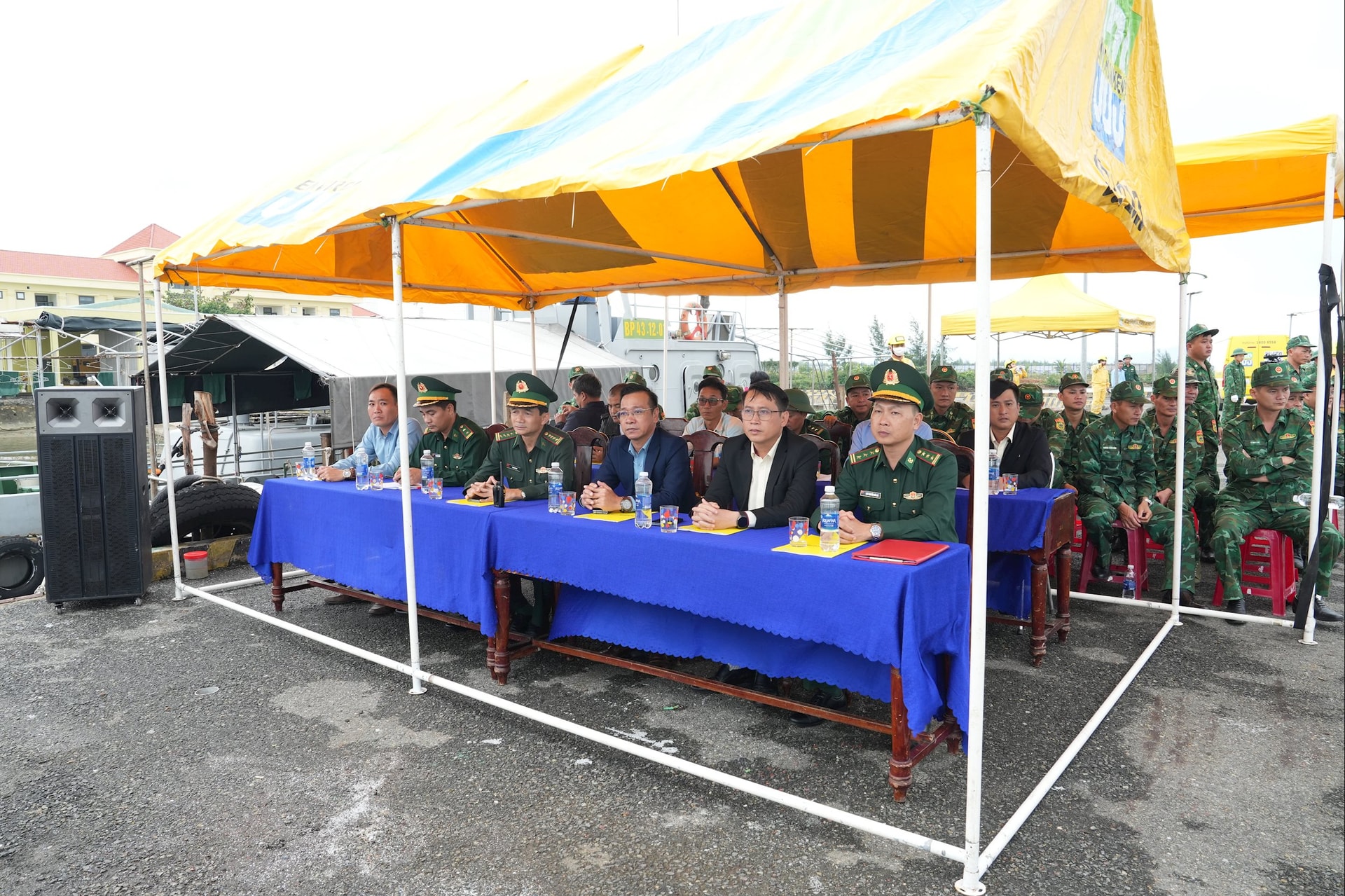 Đông đảo cán bộ, chiến sỹ Bộ đội Biên phòng thành phố Tham gia diễn tập. Ảnh: HỒNG ANH