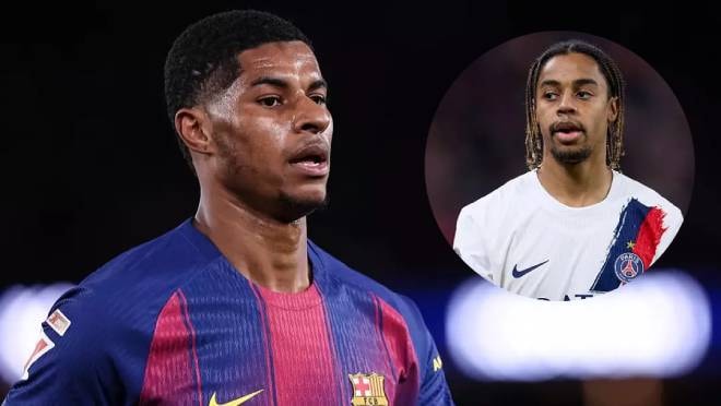 Manchester United muốn đổi Marcus Rashford lấy Bradley Barcola của PSG.