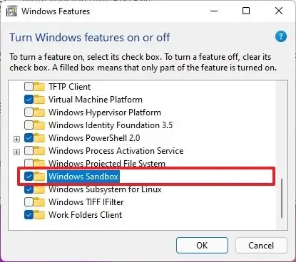 bat Windows Sandbox tren Windows 11 10.4