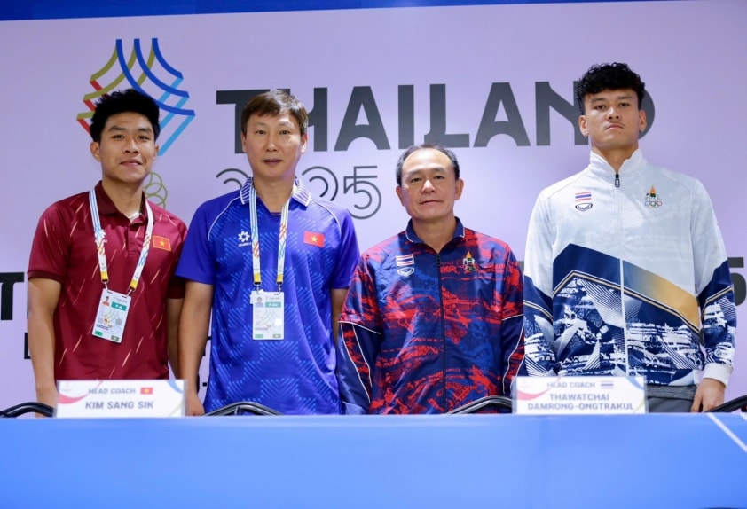 Buổi họp báo trước trận chung kết bóng đá nam SEA Games 33 giữa U22 Việt Nam và U22 Thái Lan