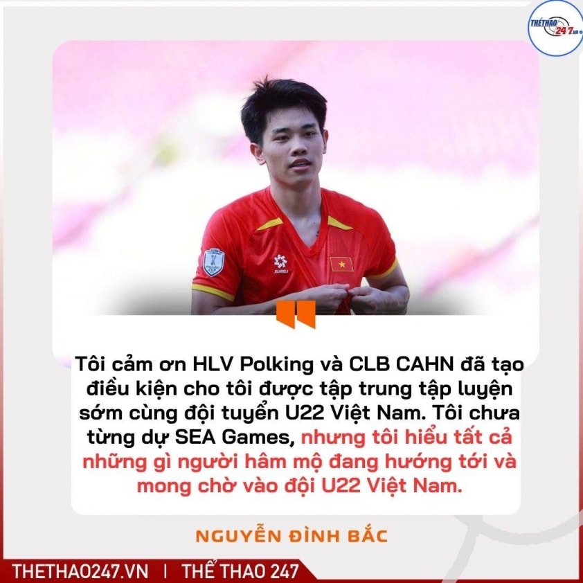 Nguyễn Đình Bắc trong màu áo U22 Việt Nam tại SEA Games 33