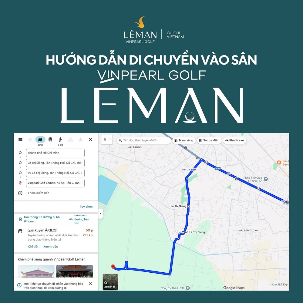 di chuyển đến Vinpearl Golf Léman từ trung tâm TPHCM