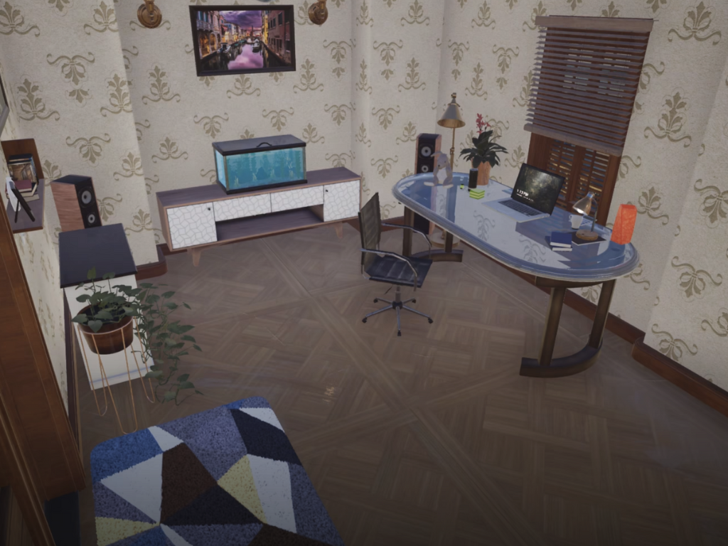 Ảnh chụp màn hình không gian làm việc trong game Toy Tinker Simulator. Người chơi có thể xây dựng các bảo tàng đồ chơi nhỏ để trưng bày các tác phẩm đã hoàn thành.