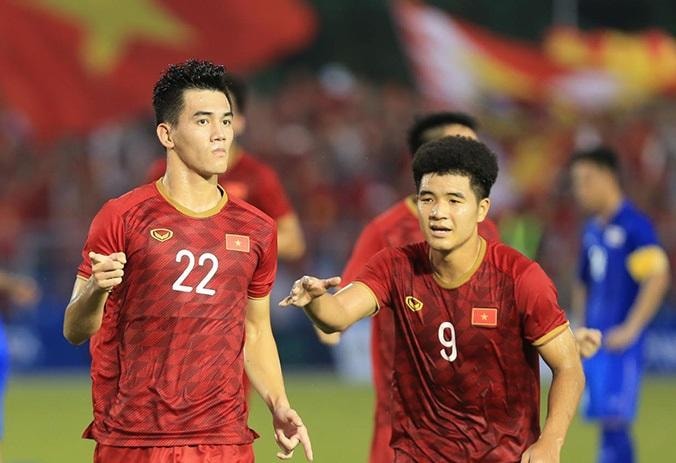 Tiến Linh trong trận đấu với Thái Lan tại SEA Games 30
