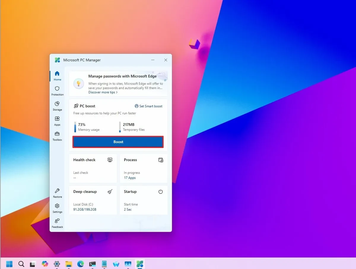 Tính năng Boost trên PC Manager
