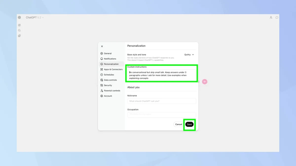 Thiết lập Custom Instructions trong ChatGPT