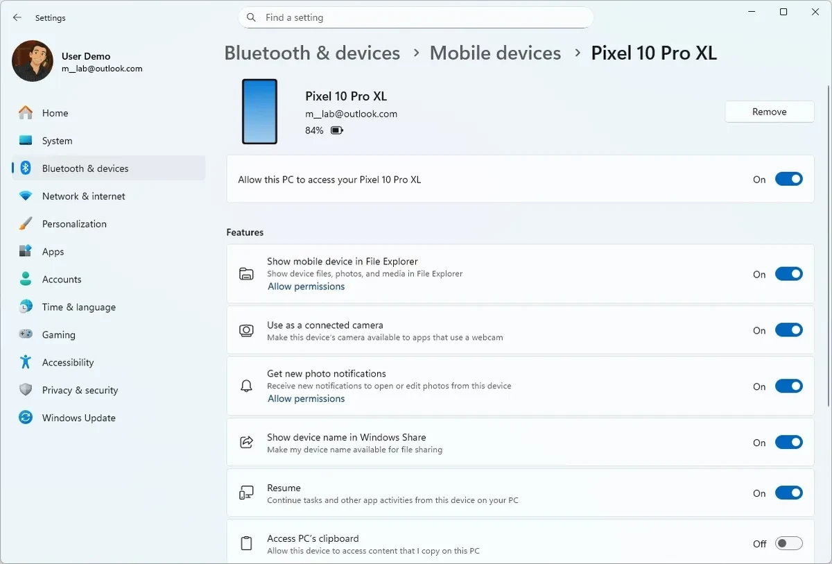 Quản lý thiết bị di động trong Settings