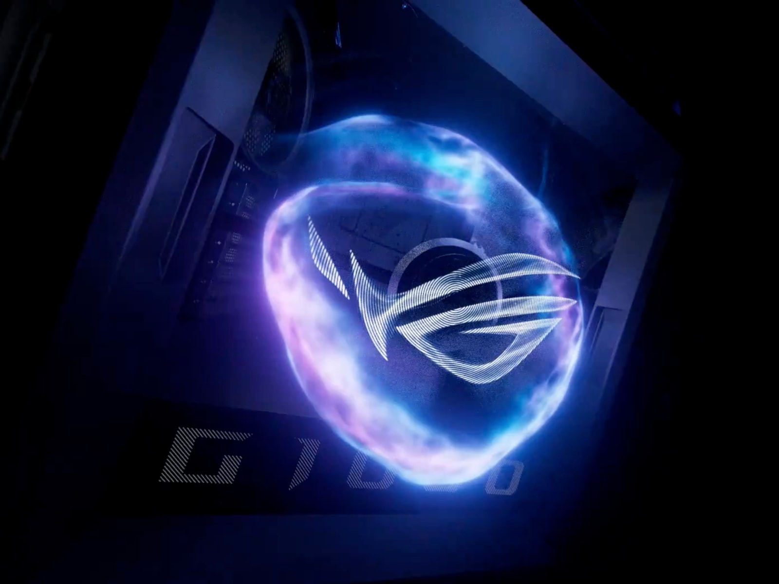 Cận cảnh màn hình AniMe Holo trên mẫu desktop ROG G1000 của Asus.