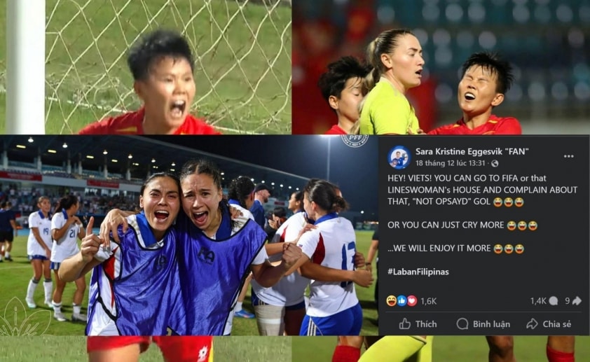 Dòng trạng thái khiêu khích từ fanpage Philippines