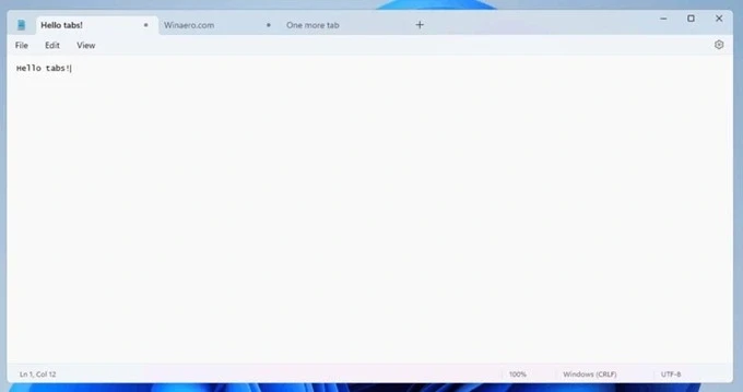 Tính năng sử dụng nhiều tab trong ứng dụng Notepad mới