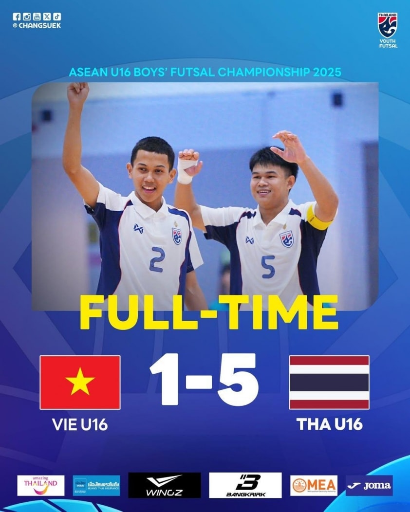 U16 futsal Việt Nam thua Thái Lan 1-5