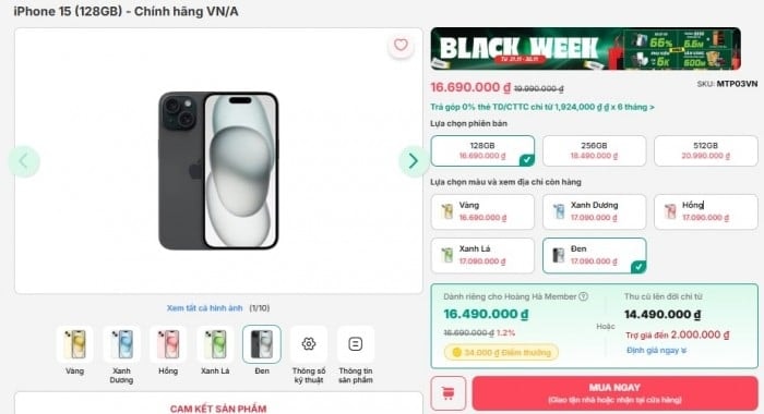 iPhone 15 với thiết kế Dynamic Island và cổng USB-C