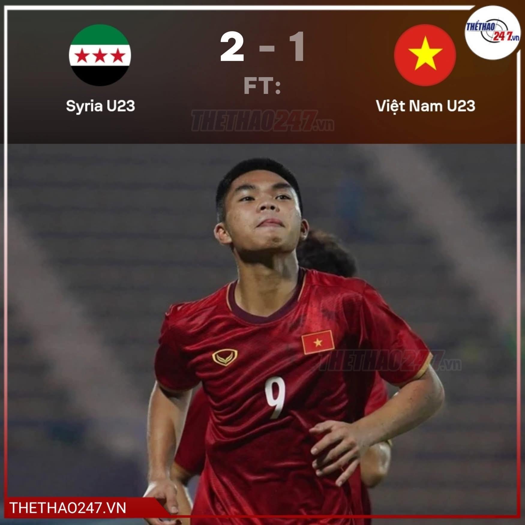 Bảng tỷ số trận đấu giữa U23 Việt Nam và U23 Syria