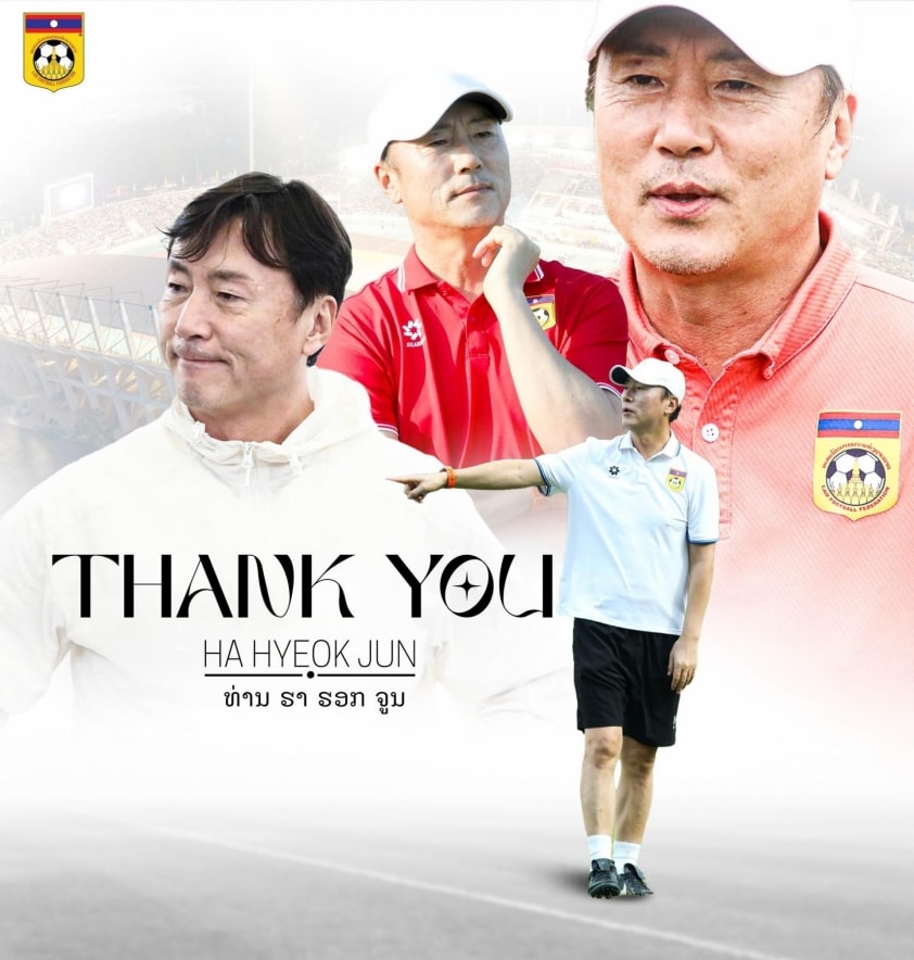 HLV Ha Hyeok Jun chia tay đội tuyển nam Lào sau hơn một năm làm việc