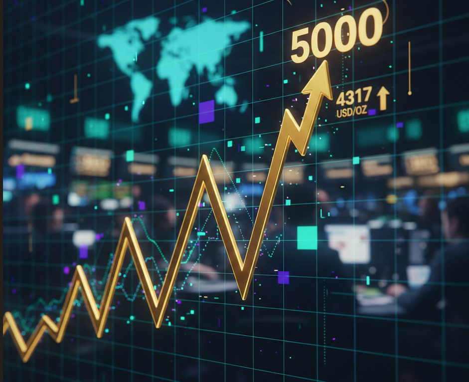Biểu đồ dự báo giá vàng năm 2026 có thể đạt ngưỡng 5.000 USD/ounce