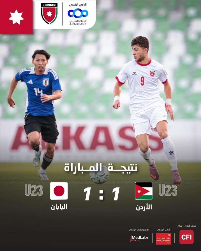 U23 Jordan cầm hòa Nhật Bản trong trận giao hữu chuẩn bị cho VCK U23 châu Á