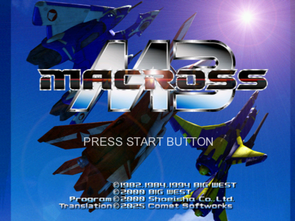Màn hình tiêu đề của bản ROM Macross M3 đã được dịch sang tiếng Anh