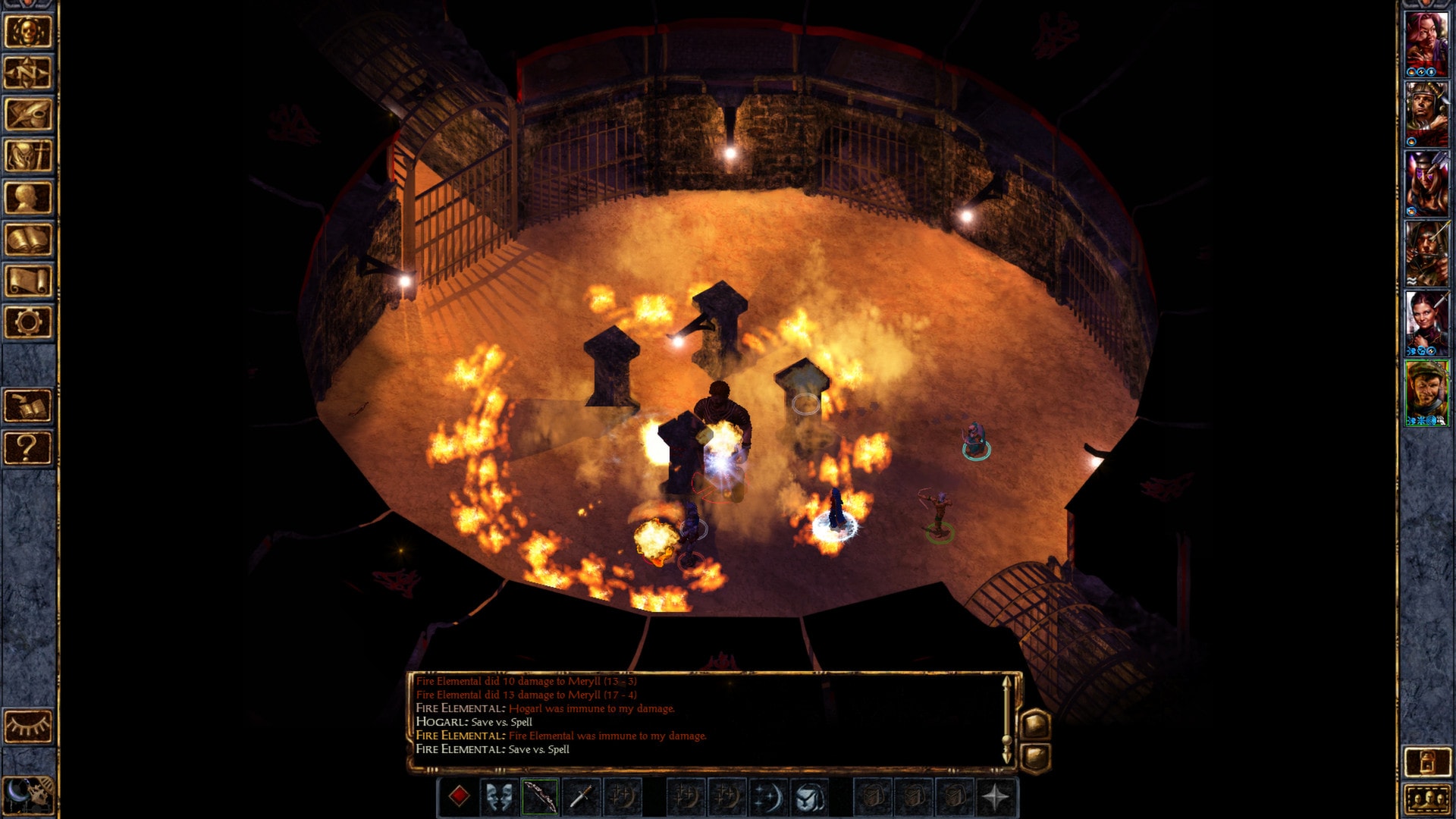 Một cảnh chiến đấu trong Baldur's Gate Enhanced Edition với giao diện người dùng đặc trưng
