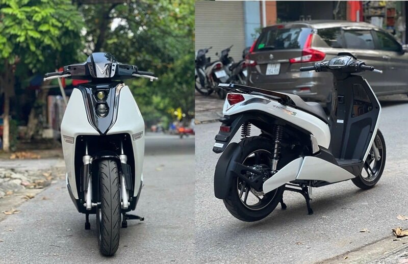 Xe máy điện VinFast Theon S màu đen trắng hiện đại