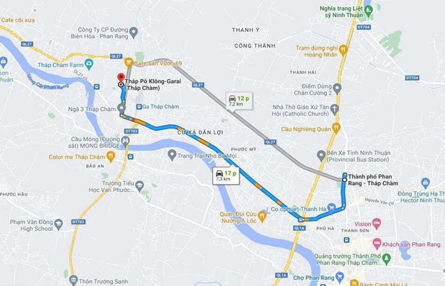 Hướng dẫn di chuyển đến tháp Po Klong Garai