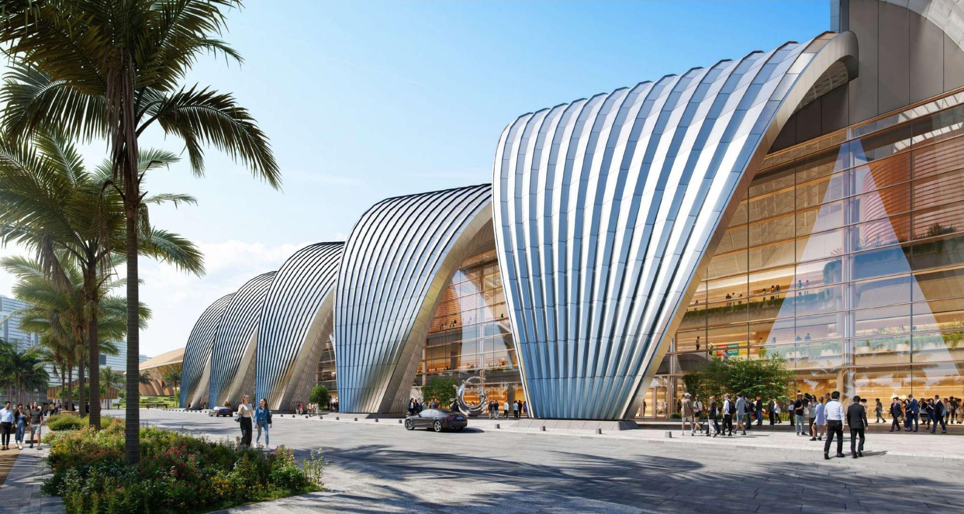 Không gian ballroom rộng lớn với kết cấu vượt nhịp 81m không cột tại Trung tâm Hội nghị APEC Phú Quốc.