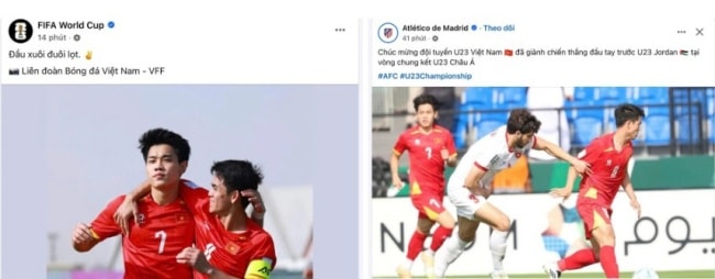 Trang chủ FIFA và CLB Atletico Madrid dành lời khen ngợi cho thầy trò HLV Kim Sang-sik.
