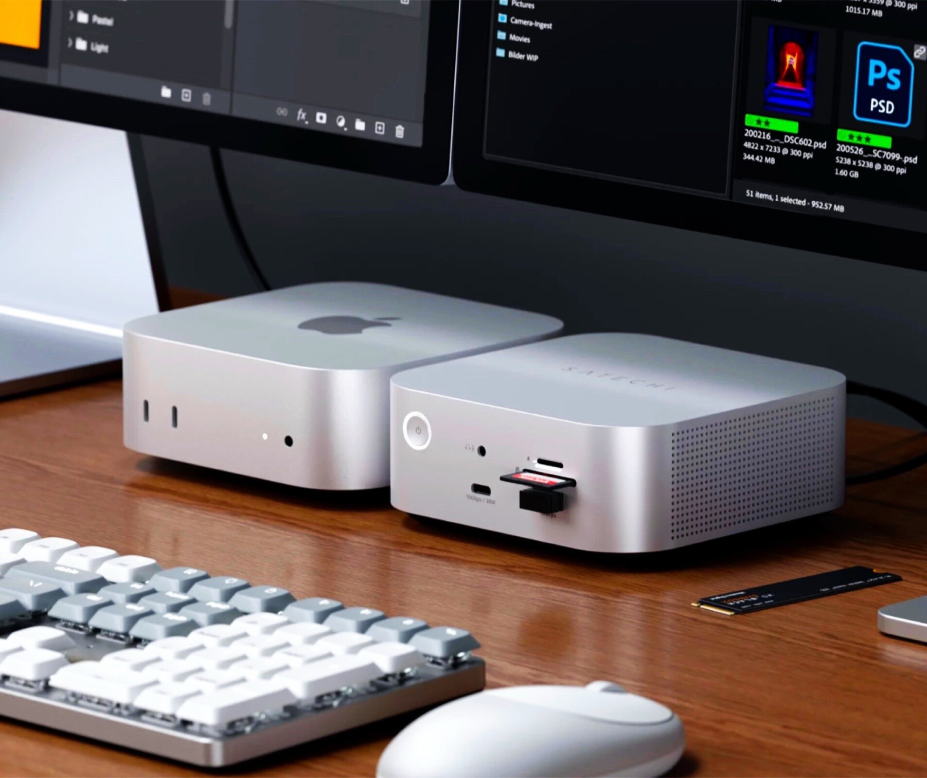 Satechi CubeDock có thiết kế bằng nhôm tương đồng với Mac mini