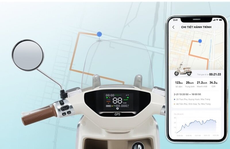 Cụm đồng hồ kỹ thuật số toàn phần trên Yadea Ossy hiển thị thông tin rõ nét