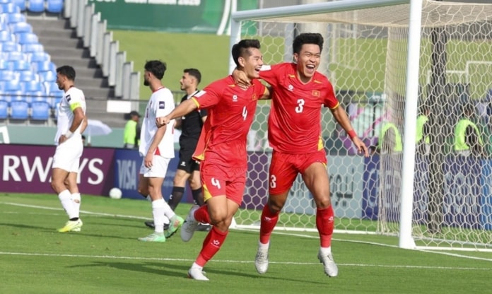 U23 Việt Nam ăn mừng chiến thắng trước U23 Jordan