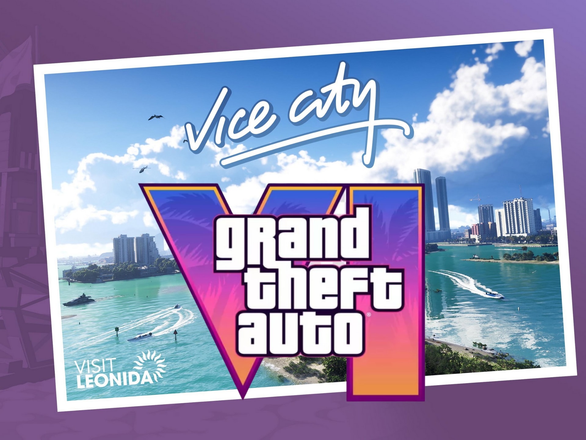 GTA 6 Vice City banner với logo của Rockstar Games