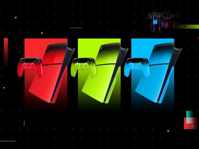 Bộ sưu tập PlayStation Hyperpop với hiệu ứng neon gradient trên tay cầm DualSense và vỏ máy PS5