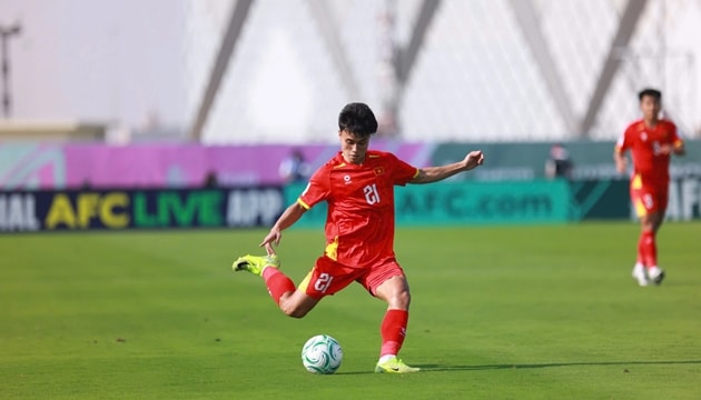 Cầu thủ Minh Phúc trong màu áo U23 Việt Nam tại vòng chung kết U23 châu Á 2026