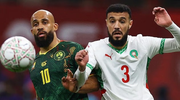 Bryan Mbeumo trong màu áo đội tuyển Cameroon tại AFCON.
