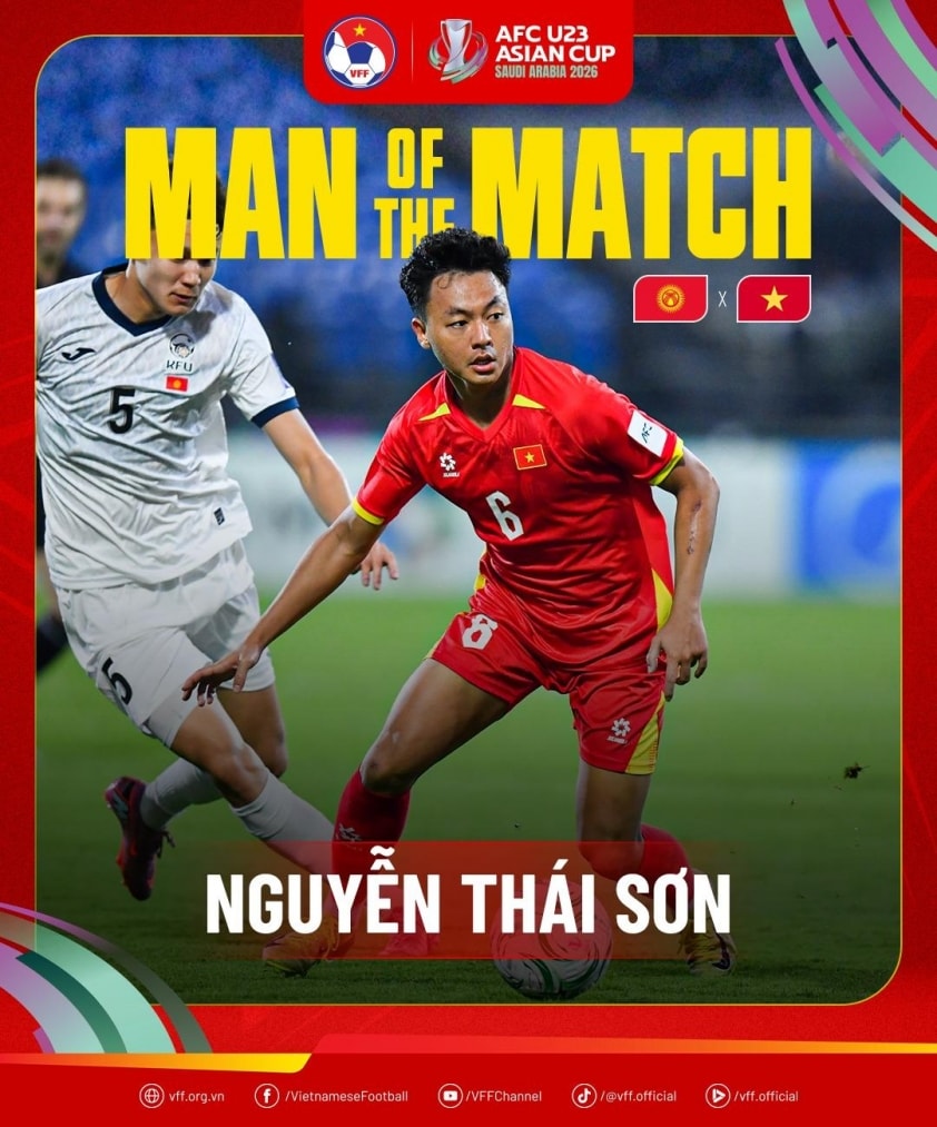 Thái Sơn nhận danh hiệu MVP sau trận đấu