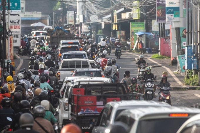 Ùn tắc giao thông tại khu vực Canggu, Bali.