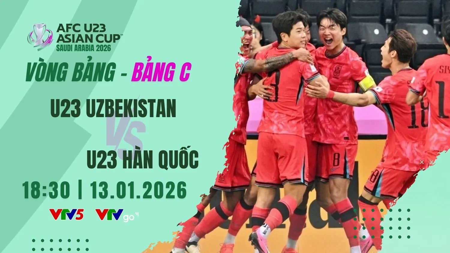 Link VTV5 xem trực tiếp U23 Hàn Quốc vs U23 Uzbekistan tối 13/1