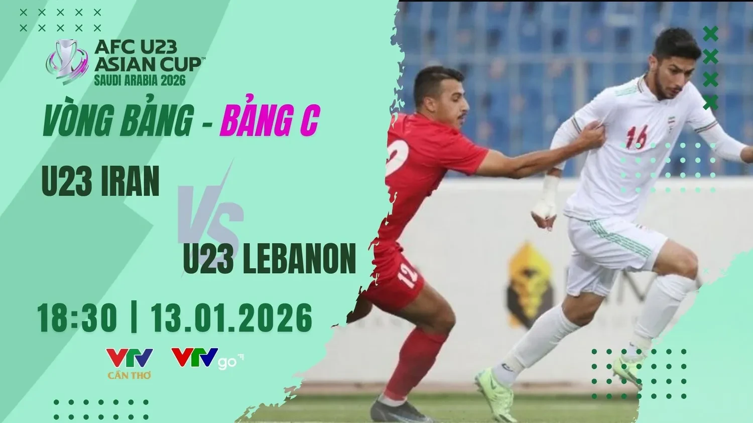Link VTV6 xem trực tiếp U23 Iran vs U23 Li Băng tối 13/1