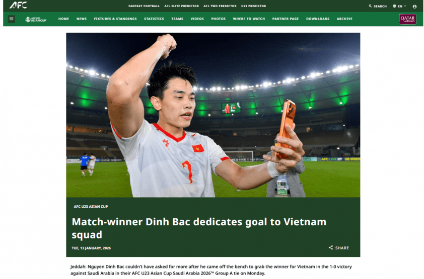 AFC phân tích về tầm ảnh hưởng của Đình Bắc trên hàng công