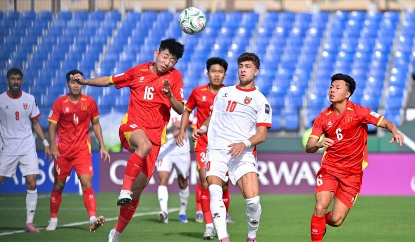 U23 Việt Nam ăn mừng bàn thắng tại giải U23 châu Á