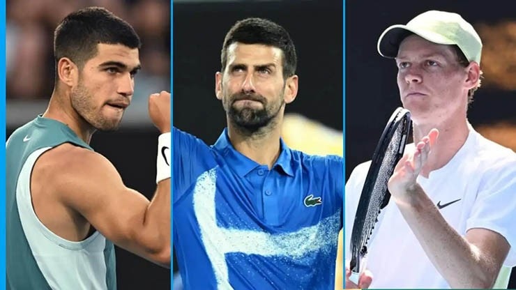 Novak Djokovic, Carlos Alcaraz và Jannik Sinner tại Australian Open