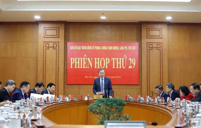 Tổng Bí thư Tô Lâm chủ trì phiên họp thứ 29 BCĐ Trung ương về phòng, chống tham nhũng, lãng phí, tiêu cực. (Ảnh: Thống Nhất/TTXVN) ttxvn-bcd-trung-uong-ve-phong-chong-tham-nhung-lang-phi-tieu-cuc-20.jpg