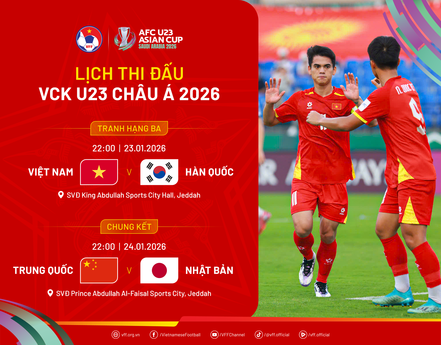 Link VTV2 VTV6 trực tiếp U23 Việt Nam đấu với U23 Hàn Quốc