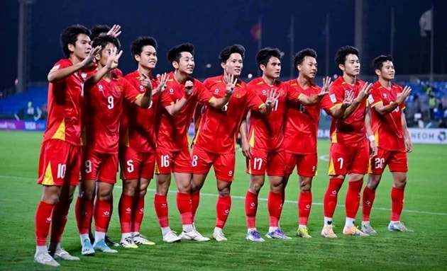 Đội tuyển U23 Việt Nam ăn mừng thành tích lịch sử tại Vòng chung kết U23 châu Á 2026.